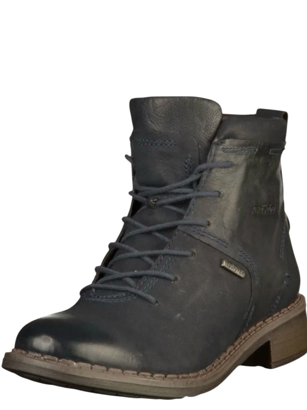Josef Seibel Black Lace-Up Leather Ankle Boot